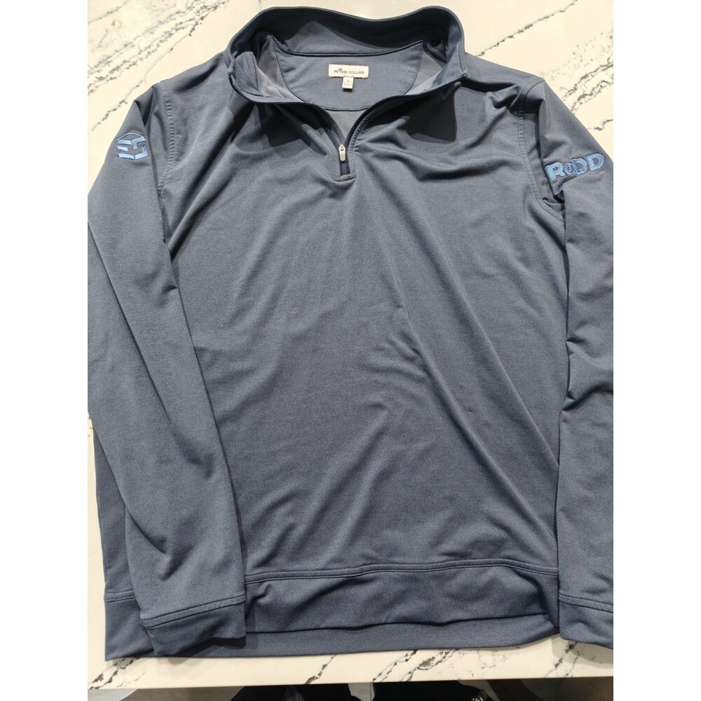 Peter Millar 1/4 Zip  Pullover Mens Size Large Blue Embroidered Logo